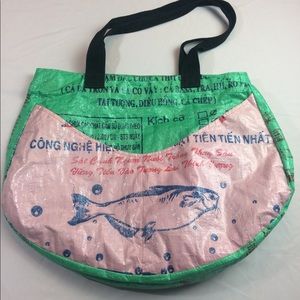 Funky bag with Vietnamese  writing and patterns